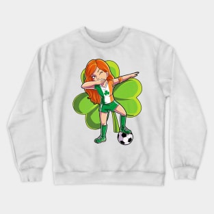 Dabbing Soccer Girl St Patricks Day Women Kids Irish Crewneck Sweatshirt